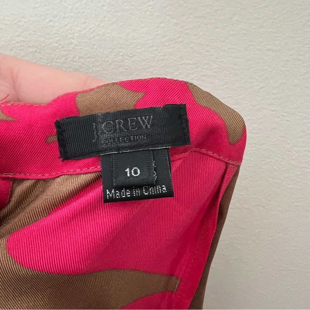 J. Crew Silk Brown and Pink Dress Size 10
